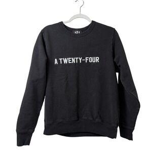 A24 A‎ Twenty-Four Sweatshirt Size M Black Embroidered Logo Crewneck Pullover